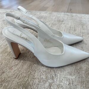 Lulus honorata white pointed - toe sling back pumps